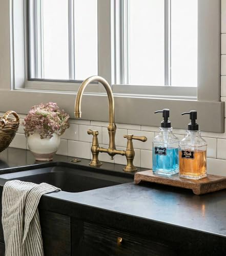 JASAI 2Pack Glass Soap Dispenser with Black Rust Proof Pump, Refillable Dish Soap Dispenser with for Kitchen and Bathroom. - color: 2 Pack Matteblack