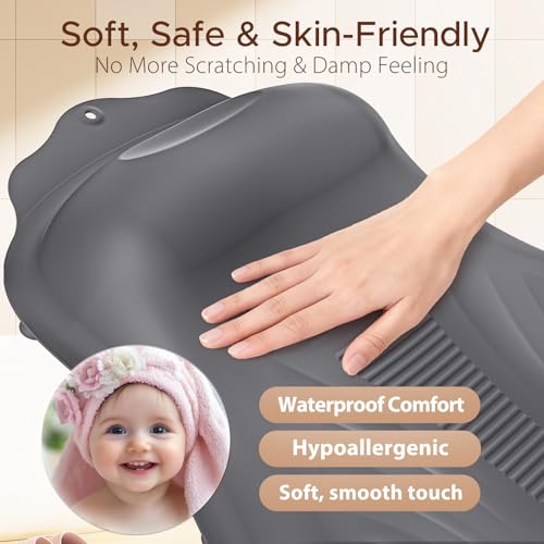 Bath Pillow for Tub, Adjustable Silicone Bathtub Pillows for Head and Neck, 0"–2.3" Neck Support, 34 Suction Cups, Easy to Clean, No Machine Wash Needed (Dark Gray) - color: Dark Gray