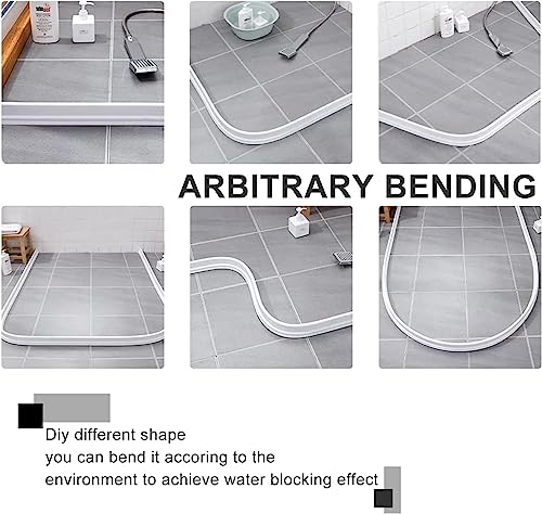 Silicone Wet Room Bathroom Floor Seal Screen Door Seal Strip Shower Dam Prevents Overflow of Water | Waterproof Self-Adhesive and Bendable Waterproof Strip for Wet and Dry Separation (59 inch) - size: 59 inch