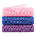 African Net Sponge Extra Long 3 Pieces, Loofah Back Scrubber for Shower, Exfoliating Washcloth & Body Scrubber, 39.37" L x 12.99" W Bath Sponge (Blue, Pink, Purple) - color: Blue,pink, Purple