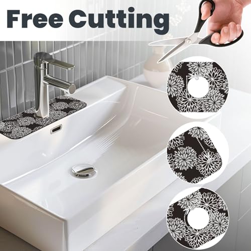 Floral 15" X 5.5" Kitchen Sink Splash Guard Faucet Faucet Guard Draining Mat Sink Splash Guard Faucet Kitchen Bathroom - color: Floral