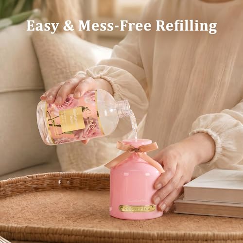 Cocorrína Reed Diffuser Refill Sandalwood Rose 10.14oz (300ml) with 8 Sticks - Premium Long-Lasting Floral Essential Oil, Home Fragrance for Bedroom, Bathroom Home Decor - size: 10.14 Fl Oz (Pack of 1)