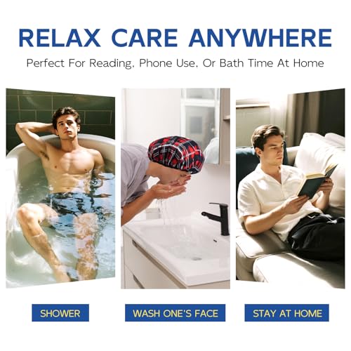 Years calm Shower Cap for Men, Waterproof & Heat-Retaining Hair Treatment Cap – Reusable Men’s Shower Cap with Foil Lining, Elastic Band, for Steam Care, Hair Mask & Oil Conditioning - color: Red