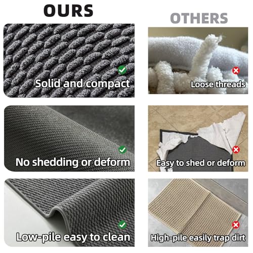 TYUU Large Bathroom Rugs Non Slip Washable Bath Rugs Super Absorbent Bathroom Rug Thin Quick Dry Low Pile Bath Mats, Dark Grey 36"x60" - color: Dark Grey, size: 3' X 5' (Rectangular)