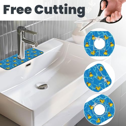 Duck Sunglasses Yellow Cool 15" X 5.5" Kitchen Sink Splash Guard Faucet Faucet Guard Draining Mat Sink Splash Guard Faucet Kitchen Bathroom - color: Duck Sunglasses Yellow Cool