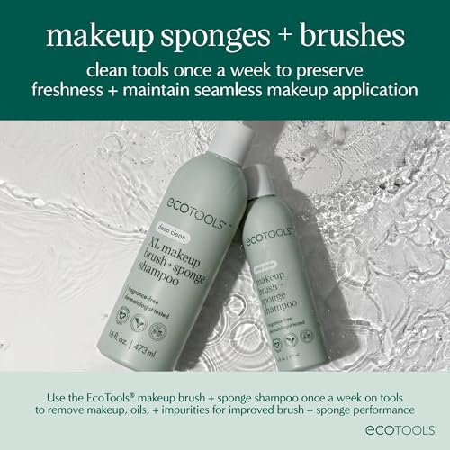 EcoTools Makeup Brush Cleansing Pad + Deep Clean Shampoo Bundle, Brush Cleaner Mat & Makeup Brush Cleanser For Deep Cleaning Tools, Clean Formula, Cruelty-Free, & Vegan, 2-Piece Set