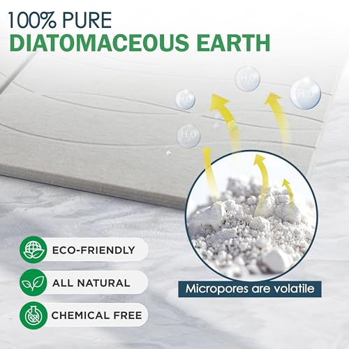 MOPHONICHOME Extra Large Stone Bath Mat 32 x 20 inches - Diatomaceous Earth Bathroom Stone Mat, Non Slip Quick Dry Diatomite Bathroom Rug, Absorbent, Modern Design, Easy to Clean, Grey - color: Extra Large Gray