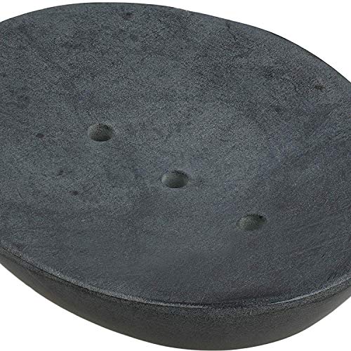 Ajuny Self Draining Soap Dish with Drain Durable Waterfall Stone Soap Tray Holder Soap Saver for Shower, Bathroom, Kitchen, Bathtub Easy Clean - Grey | Soap Saver Tray Natural Stone Plate for Kitchen Countertop Shower Bathroom Accessories Non-Slip Keep Dr