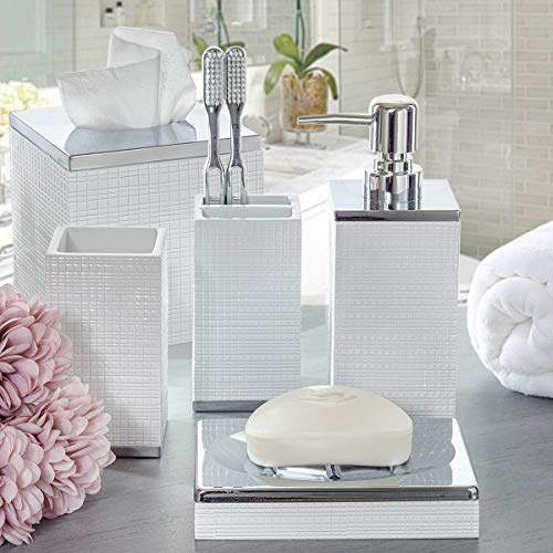 Creative Scents Estella White Liquid Soap Dispenser for Bathroom - Decorative Hand Lotion Dispenser with Strong Pump for Vanity Countertop, Holds 8 Oz. - style: Soap Dispenser