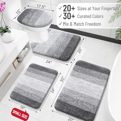 OLANLY Small Bathroom Rugs Mat 24x16, Extra Soft Absorbent Microfiber Bath Rugs, Rubber Backing, Quick Dry, Machine Washable Bath Mats for Bathroom Floor, Tub and Shower, Home Decor Accessories, Grey - color: Grey, size: 24" X 16"