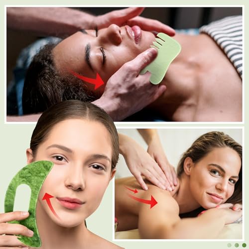 BBTO 2 Pcs Jade Comb for Scalp Massage Gua sha Comb for Head Body spa Hair Multifunctional Handheld Massage Tools(Fashion, Classic) - style: Fashion, Classic