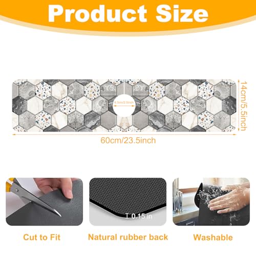 2 Pack Faucet Mat for Kitchen Sink Splash Guard Bathroom 23.5"X5.5" - size: 23.5" x 5.5"