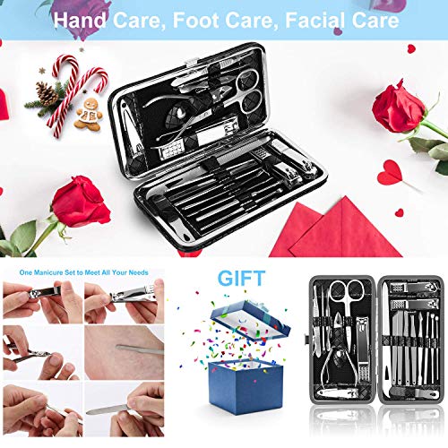 OKOM 19PCS Nail Clipper Set - Professional Manicure Nail Kit for Men Women, Stainless Steel Nail Clippers with Case, Fathers Day Gift - size: Large (Pack of 1)