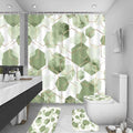 4Pcs Sage Green Geometric Shower Curtain Set, Neutral Modern Art Deco Shower Curtain with Hooks, Elegant Trendy Simple Bathroom Sets with Shower Curtain and Rugs, 71 * 71in - color: Green