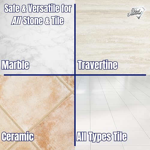 Black Diamond Stoneworks Marble & Tile Cleaner Gallon + Ultimate Grout Cleaner with Brush Quart (2-Pack) – Safe for Natural Stone, Deep Grout and Tile Cleaning to Restores Shine - size: 160 Fl Oz (Pack of 1)