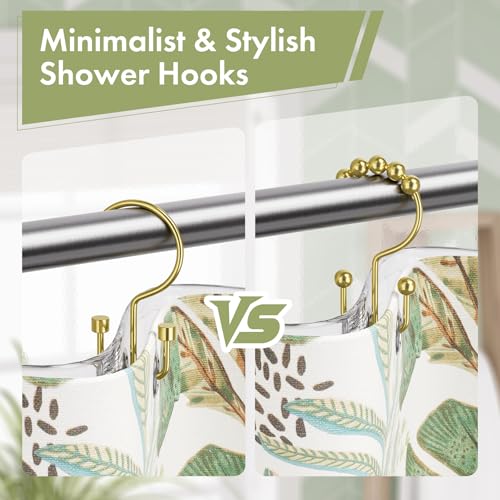 Amazer Gold Shower Curtain Hooks, 12PCS Minimalist Simple Double Shower Curtain Rings, Rust-Resistant Metal Shower Hooks, Cylinders Shower Rings for Bathroom Shower Rods Curtains - color: Gold, style: Cylinders - Double Hooks