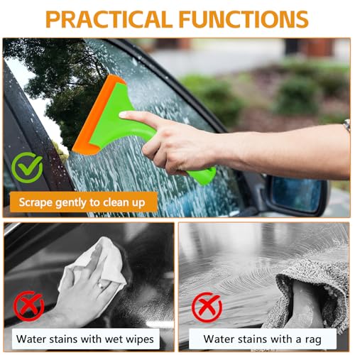 Wuyaoyao 2PCS Silicone Squeegee, Small Squeegee for Car, Automotive Mini Window Squeegees, Shower Squeegees, Water Wiper Cleaning Tool for Car Windshield, Window, Mirror, Glass Door (Green)
