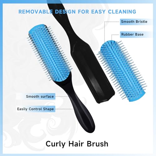 11 Pcs Hair Brush Set, Detangle Hair Brush And Spray Bottle, 3 Pieces Smooth Hairbrush For Toddlers, Suitable For Wet and Dry Hairstyles, Suitable For Adults And Children.(Blue) - color: Blue