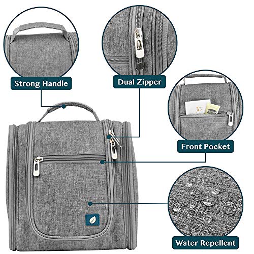 PAVILIA Toiletry Bag Travel Bag for Women Men, Hanging Cosmetic Organizer, Water Resistant Makeup Bag for Accessories Toiletries, Large Travel Essentials Kit (Grey) - color: Grey, size: Standard (9x4x9)