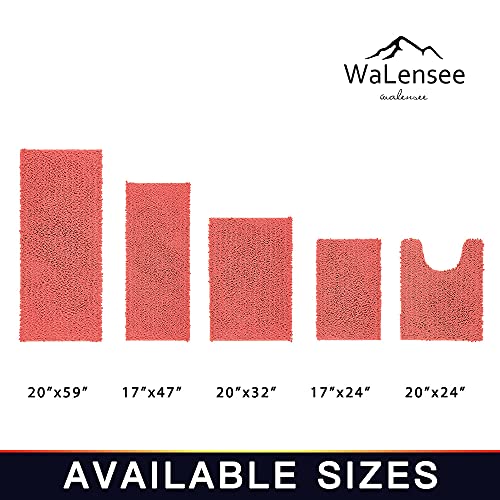 Walensee Bathroom Contour Rug Non Slip Toilet U Shaped Bath Mat (20x24, Coral) Water Absorbent Super Soft Shaggy Chenille Machine Washable Dry Extra Thick Perfect Absorbant Best Plush Carpet - color: Coral, size: 20"x24" Contour Rug