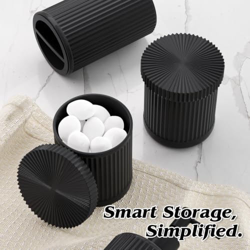 Black Glass Bathroom Accessories Set 5 Piece for Sink Countertop Organizer | Modern Bathroom Set That Organizes Sink Countertops And Keeps Soap, Toothbrushes & Daily Essentials Neat and Accessible - color: Black, size: 5 Pieces