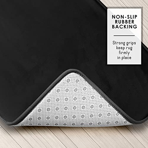 Clara Clark Bathroom Rugs, Velvet Memory Foam Bath Mat, Non-Slip Bath Rugs, Machine Wash, Dries Quickly, Ultra Soft Plush Bath Mats for Bathroom, - color: Black, style: 20 x 32 + Contour