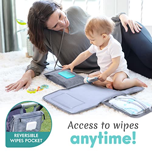 Kopi Baby Portable Diaper Changing Pad - Baby Diaper Changer Travel Bag with Wipes Pocket, Smart Design Portable Changing Mat, Infant Travel Station Kit, Gift for Newborn Girl & Boy - Grey, Modern - color: Grey, size: Modern