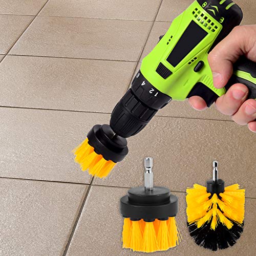 Kichwit 4 Inch Drill Power Brush Tile Scrubber Scouring Pads Cleaning Kit, 2 Inch Small Brush Included, Heavy Duty Household Cleaning Tool (Drill NOT Included) - size: 4 Inch + 2 Inch