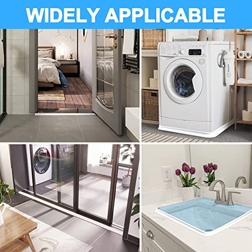 Duzzy 75 Inch Collapsible Shower Water Dam, Shower Threshold Water Stopper Barrier and Retention System and Keeps Water Inside Threshold Dry and Wet Separation, Suitable for Bathroom & Kitchen - color: White, style: 75 Inch