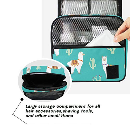senya Hanging Travel Toiletry Bag Kit Makeup Case Cosmetics Organizer for Men Women - color: Llama Alpaca And Cactus