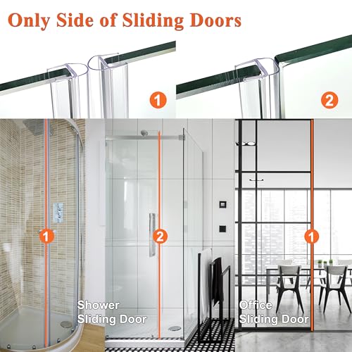Frameless Shower Door Seal Strip 2 Pack x 39 Inch U for 3/8" Thick Glass Shower Door Side Seal Strip Bottom Seal Door Sweep Ultra Clear Polycarbonate, Stop Shower Leaks Create A Water Barrier - color: U-Type Side, size: 2PCS x 39" for 3/8" Glass
