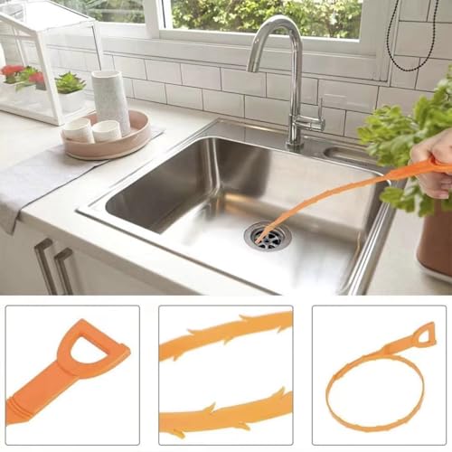 Drain Cleaning Tool Set, 79" Extra-Long Drain Clog Remover, (6pcs) 25" Hair Drain Snakes, (2pcs) 25" Cleaning Brushes for Sink, Tub, Toilet & Sewer, (9-Pieces Tool Set)