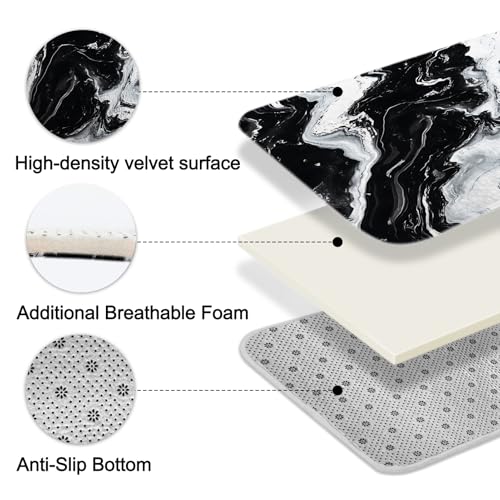 Lnond 4Pcs Marble Bathroom Sets with Shower Curtain and Rugs, Black Marble Modern Art Bathroom Shower Curtain Sets with Rugs and Accessories - color: Black Marble