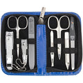 3 Swords Germany - brand quality 8 piece manicure pedicure grooming kit set synthetic leather case blue - Made in Germany - color: BLUE