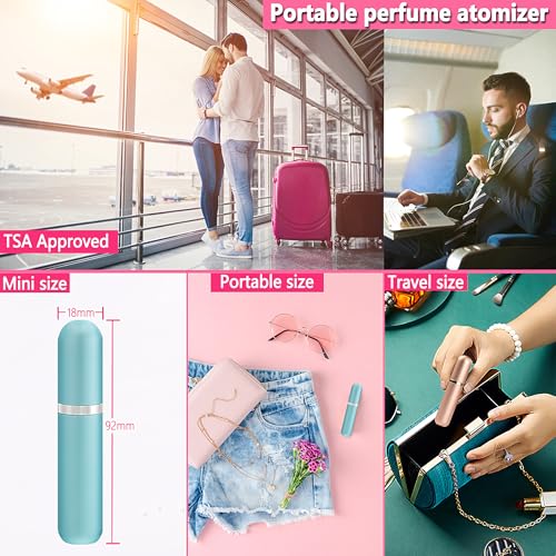 Travel Perfume Atomizer Refillable Bottle - 5ML Leakproof Luxury Travel Perfume Atomizer, Refillable Perfume Spray Bottle for Women (Light Blue) - color: Light Blue