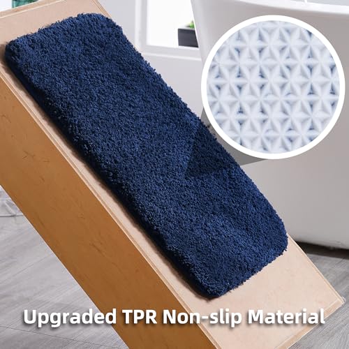 3 Pieces Luxury Bathroom Rug Set with U-Shaped Toilet Rug, Non-Slip Rubber Bottom, Thick Microfiber Fluffy Plush, Water absorption, Quick Dry, Ultra Soft, Bath Mats for Bathroom, Tub(Navy Blue) - color: Navy Blue