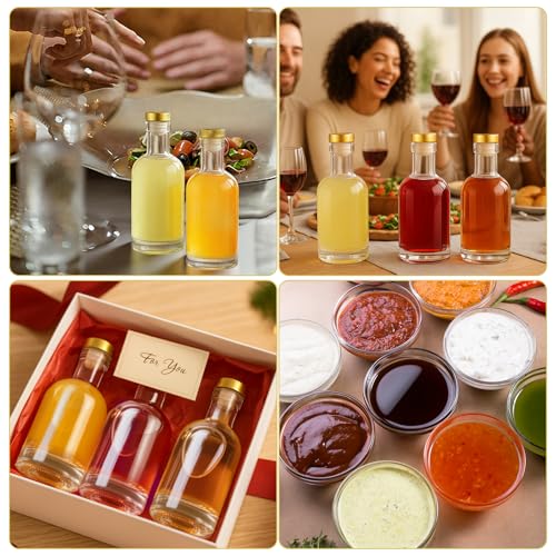 TBWIND 12 Pack 6oz/200ml Clear Glass Bottles with T-Top Cork Stoppers | Premium small refillable bottles. Perfect for homemade liquor, vanilla extract, oil, vinegar, or elegant gift favors - color: 6oz/ 200ml, size: Clear