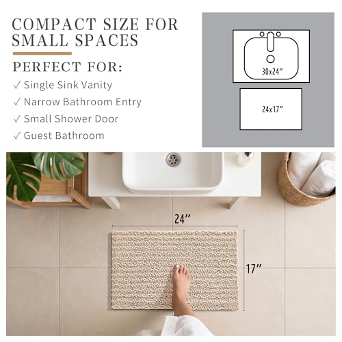 Yimobra Bathroom Rugs Non Slip Washable - Ultra Soft Absorbent Chenille Bath Mat, Quick Dry Shaggy Floor Carpet for Tub Shower, Light Brown Home Decor Accessories, 24x17 Inch - color: Light Brown, size: 24" X 17"