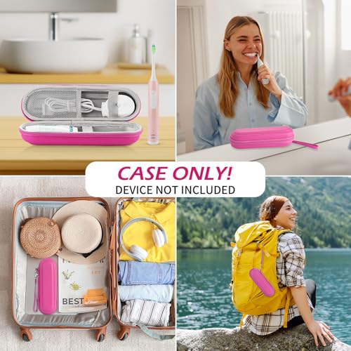 Toothbrush Travel Case for Oral B/Oral-B Pro 1000 1500 5000 7000 & Philips Sonicare 4100 1100 5300 5100 6100/iO Electric Toothbrush, Hard Protective Storage Bag (Pink) - color: Pink