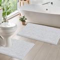 LuxUrux Bathroom Rugs Sets 2 Piece: Quick Dry, Soft Plush Anti-Slip, Super Absorbent. Includes Rectangular (31x20 inches) & U-Shaped Toilet Mat (20x20 inches) | White - color: White, size: 2 Piece Set
