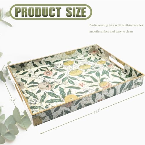 Spsyrine Lemon Serving Tray with Handles, Plastic Decorative Tray for Coffee Table, Living Room, Home Decor - color: Multi L