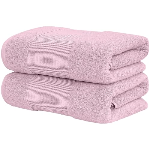 Modern Threads - Air Cloud 2-Pack 100% Zero-Twist Cotton Bath Sheet Set - Super Absorbent & Quick Dry - 500 GSM - Soft & Plush, Pink - color: Pink, size: 2-Pack Bath Sheet