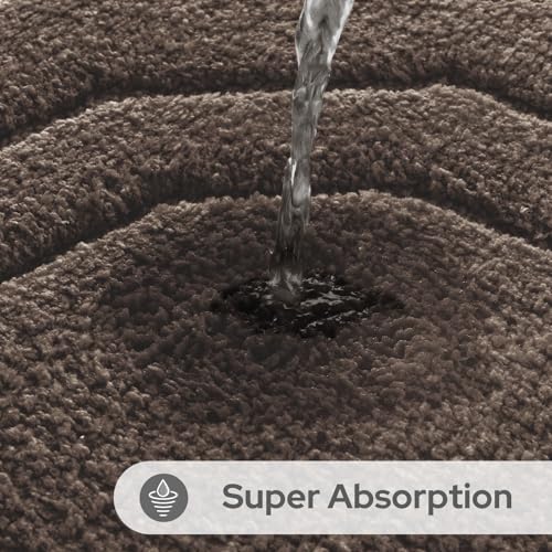 HOMEIDEAS Bathroom Rugs Sets 2 Piece, Extra Soft and Absorbent Microfiber Plush Bath Mat with Non Slip Backing(Brown) - color: Brown