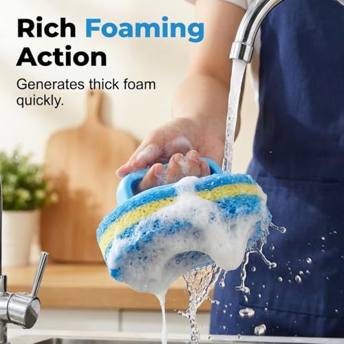 Handled Bathtub Scrubber, Kitchen Bathtub Toilet Cleaner All Purpose Shower Sponge Scrubbing Brush, for Clean Sinks, Shower Stalls, Tiles, Range Hoods, and Pool Steps (1pc) - color: 1pc