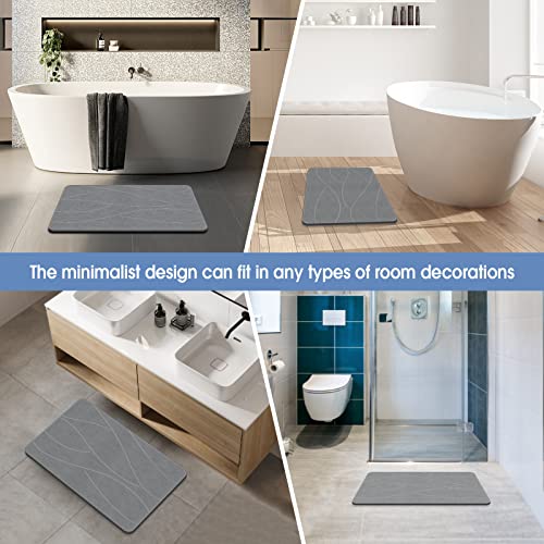 Veeloim Stone Bath Mat Diatomaceous Earth Shower Mat Non-Slip Super Absorbent Diatomite Stone Bath Mats for Bathroom Floor Quick Drying Natural Easy to Clean(23.6''×15.4" Gray) - color: Line1-grey