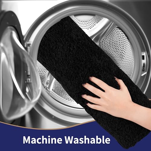 3 Pieces Luxury Bathroom Rug Set with U-Shaped Toilet Rug, Non-Slip Rubber Bottom, Thick Microfiber Fluffy Plush, Water Absorption, Quick Dry, Ultra Soft, Bath Mats for Bathroom, Tub(Black) - color: Black
