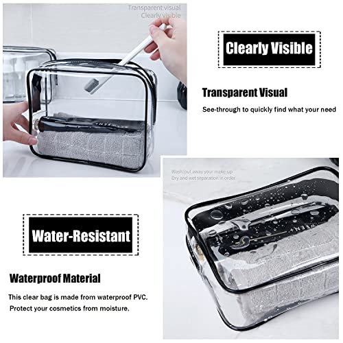 MODENGKONGJIAN TSA Approved Toiletry Bag, 3 Pcs Clear Toiletries Bags Quart Size Travel Makeup Cosmetic Bag for Women Men, Carry on Airport Airline Compliant Bag (Multicolor) - color: Multicolor