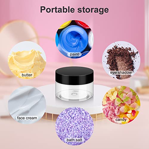 Loretoy 36 Pack 1 OZ Plastic Jars with Lids, BPA Free, Reusable, Refillable Transparent Cosmetic Containers for Bath Salts, Cosmetics, Powders, Beauty Product and Small Accessories - color: Black, size: 1 Ounce