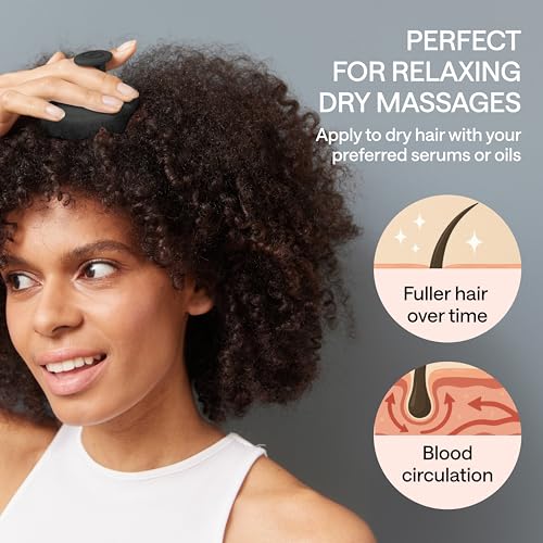 Silicone Scalp Scrubber for Dandruff – Serum, Balm, & Hair Oil Applicator – Scalp Massager Hair Growth for Men, Women – Shampoo Massager Brush or Head Scratcher – Alternative to Shower Comb (Black) - color: Black