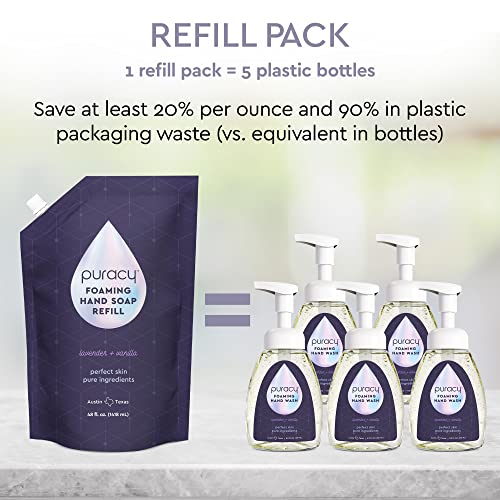Puracy Foaming Hand Soap Refill - Plant-Powered Natural Hand Soap As Seen on TikTok, Non-Toxic, Sulfate-Free Liquid Soap, Moisturizing Foam Handwash Liquid (Lavender & Vanilla, 48 fl oz) (Pack of 2) - size: 48 Fl Oz (Pack of 2)